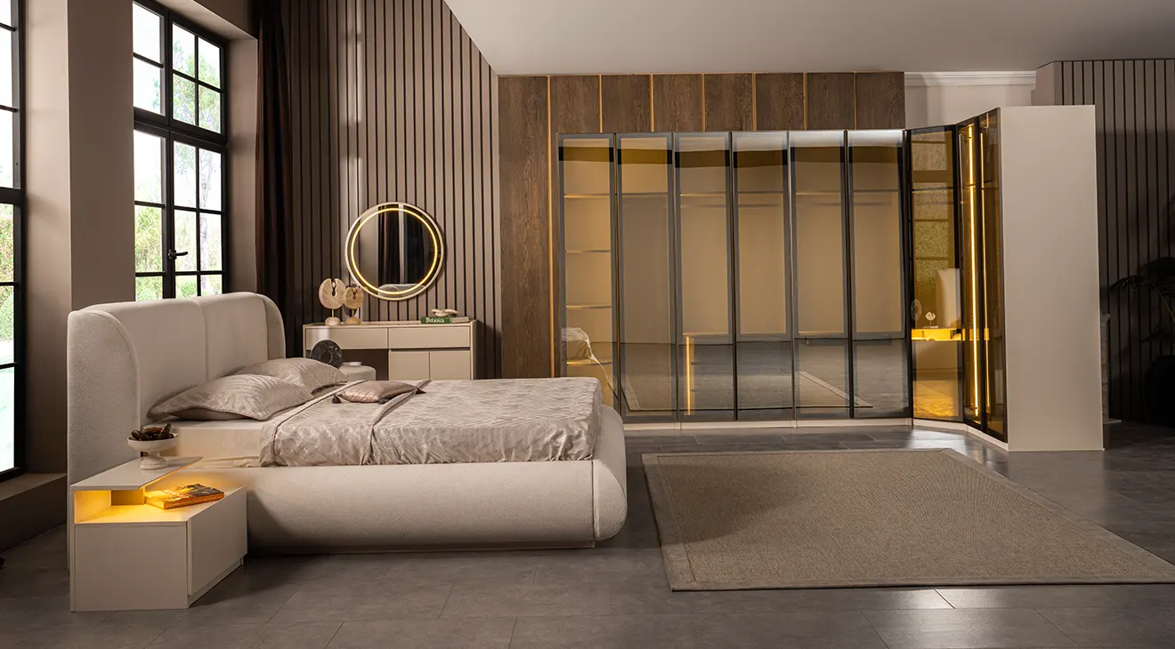 Bianca Köşe Dolaplı Yatak Odası Takımı